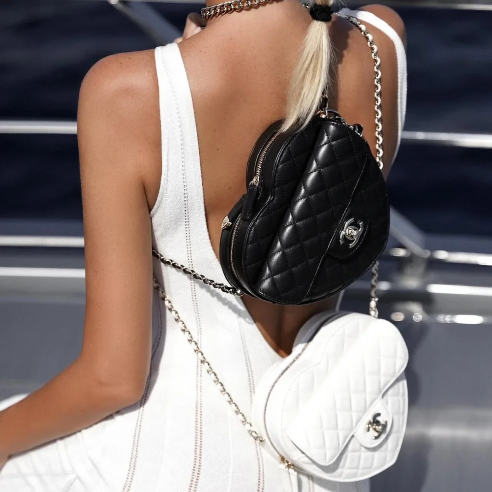 CHANEL White heart bag